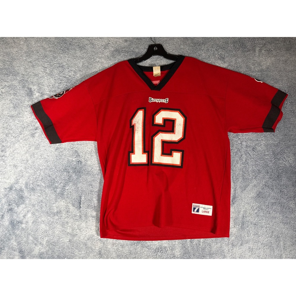Vintage Logo 7 Tampa Bay Buccaneers Trent Dilfer 12 Jersey Red Mens Large USA